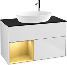 V&B Waschtischunterschrank Finion 100 Wandbeleuchtung in Weiß lackiert mit Maßen B: 100 cm, H: 50,1 cm, T: 50,1 cm - Bild 1