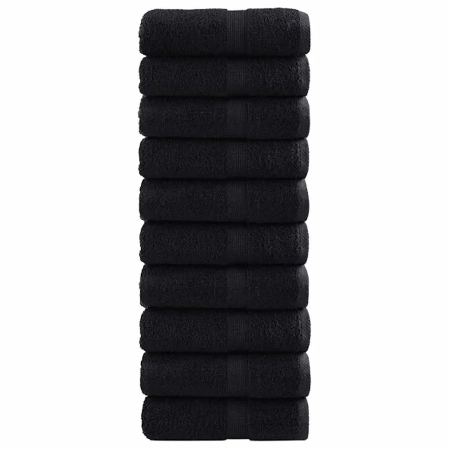 vidaXL SOLUND Gästetücher aus Baumwolle, Schwarz, 50 Stück, 600 g/m², B/H: 30 x 30 cm - Bild 2