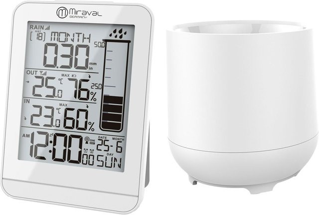 digi-tech GmbH Design Funk-Wetterstation mit Regenmesser, Temperaturanzeige, Hygrometer und LCD-Display in Weiß oder Schwarz - Bild 1