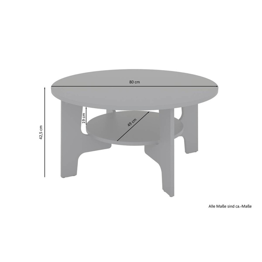 Couchtisch JONNY byLIVING in Eiche, rund und modern, B/T/H: 80 x 42,5 x 20 cm - Bild 2