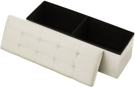 VEVOR Faltbare Ottomane mit Stauraum und Seitentaschen, Gepolsterter Sitzhocker aus Leinen, Beige, B/T/H: 38 x 38 x 38 cm - Bild 1