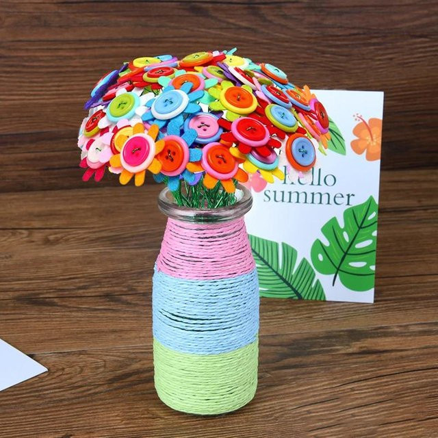 Topmix Blumenbastelset Blumenstrauß mit Knöpfen und Filzblumen, ab 14 Jahre - Bild 1