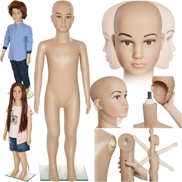 tectake Schaufensterpuppe aus Kunststoff in Beige mit Glasplatte, B/T/H: 30 x 22 x 110 cm - Bild 1