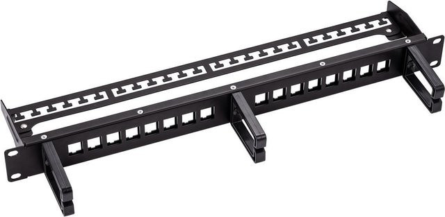 ROLINE Keystone-Modulträger 16 Ports geschirmt, schwarz, Breite: 48,30 cm - Bild 1