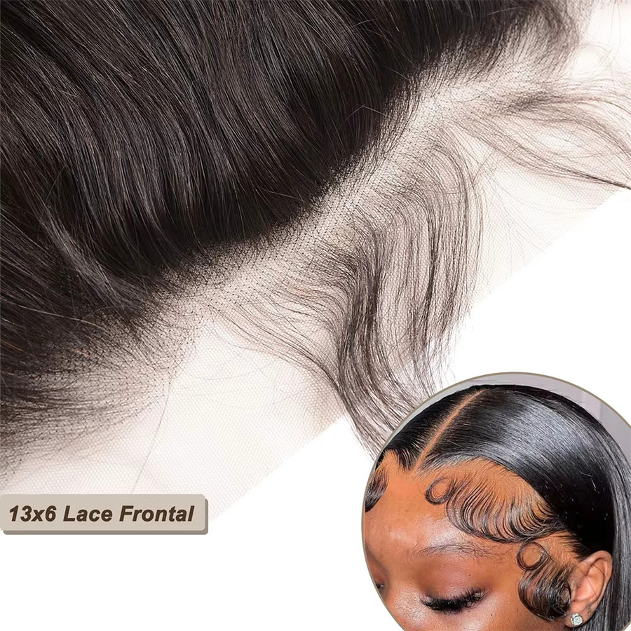 Linhua Lace Frontal Closure, 100% Echthaar, Naturschwarz, Damen - Bild 3