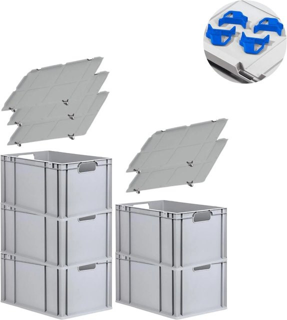 PROREGAL Spar Set Eurobox Nextgen Economy mit Auflagedeckel und Schiebeschnappverschlüssen, Blau, H x B x T: 32 x 40 x 60 cm, 65 Liter - Bild 1