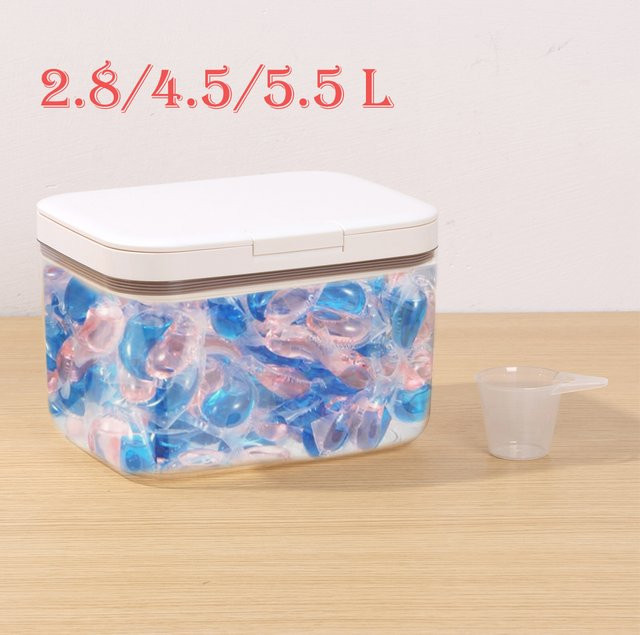 Automatischer Pop-Up-Wäschebehälter aus Kunststoff mit Messbecher zur Aufbewahrung für dein Zuhause - Bild 1