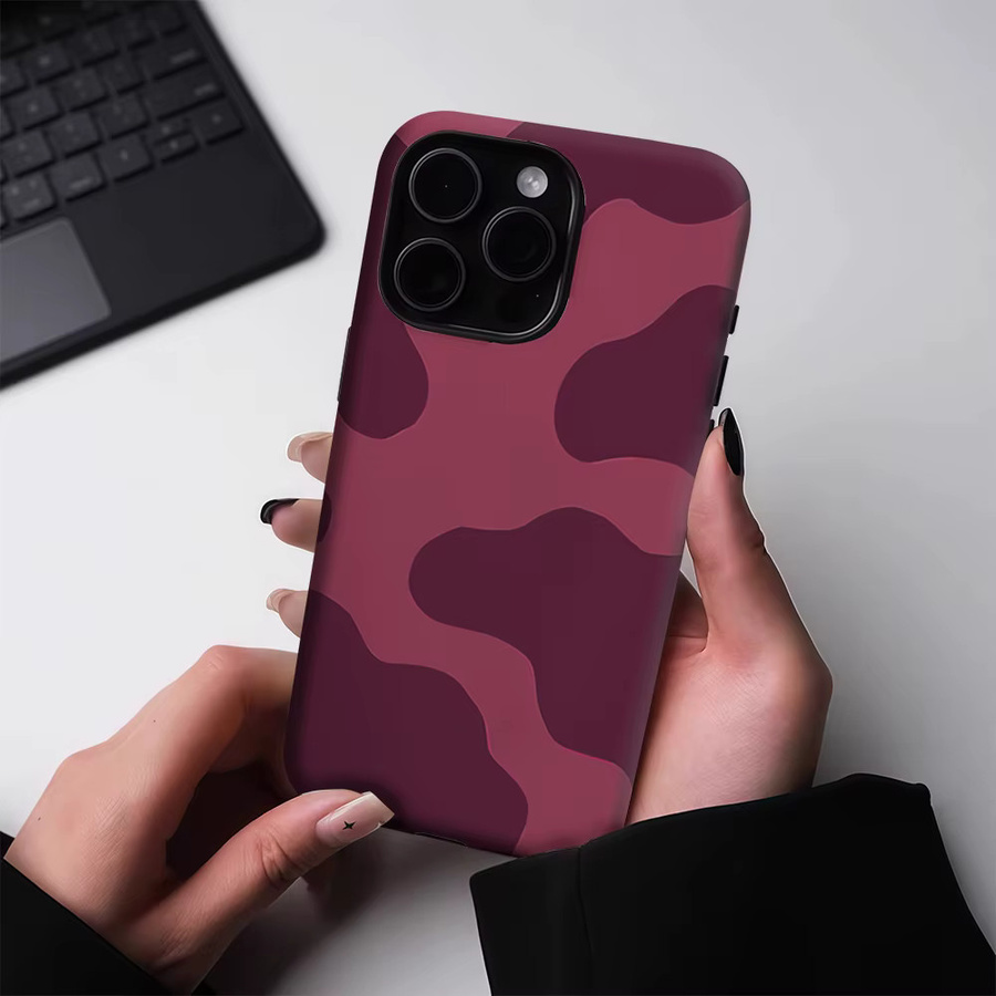 Potdemiel Magnetische Handyhülle Fuchsia Gradient Wave Double-Layer Tough Case für iPhone 17 16 15 14 Pro Max Plus in Pink und Purple - Bild 4