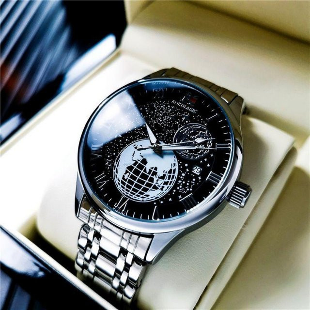 AOKULASIC Armbanduhr Automatik, Edelstahl, Schwarz, Herren - Bild 1