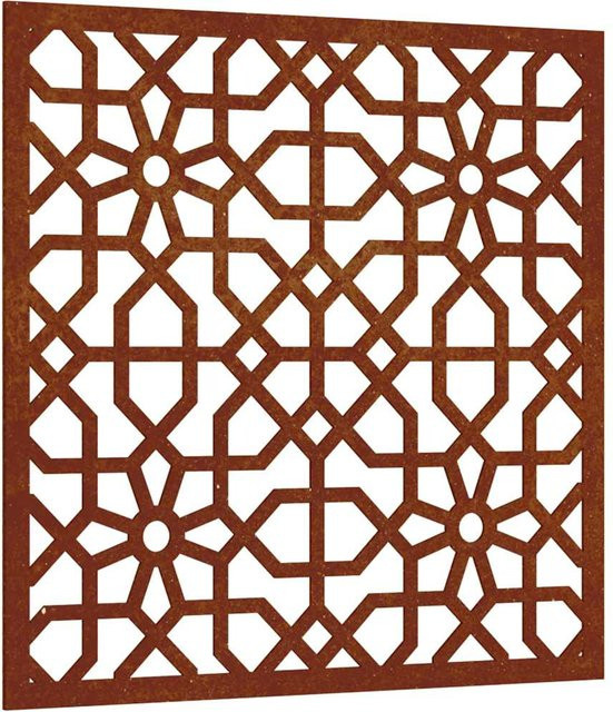 Gartenmauer-Dekoration VD Home Furnishing aus Cortenstahl in Braun mit marokkanischem geometrischem Design, B/H: 55 x 55 cm - Bild 1