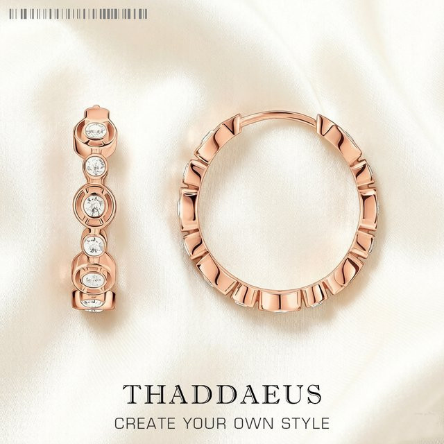 Thaddaeus Creolen, 925 Sterlingsilber, roségoldfarben, Damen - Bild 1