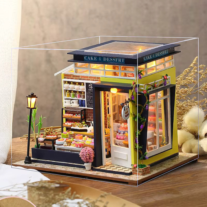 zuuton Kuchenladen Puppenhaus Mini DIY Bausatz-Modell mit LED-Beleuchtung - Bild 3
