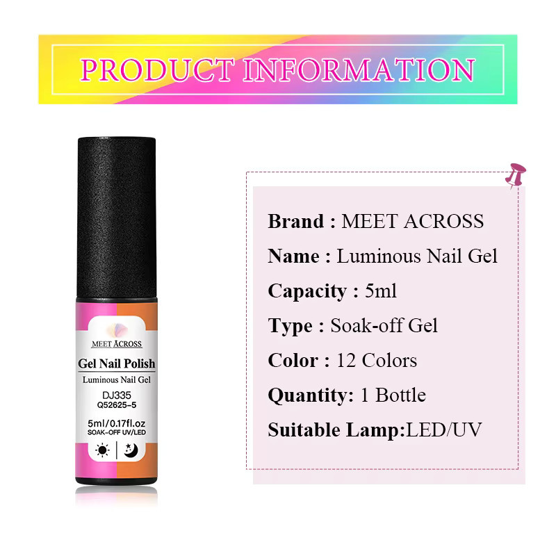 MEET ACROSS Gel-Nagellack, Neon Glow-in-the-Dark, 5 ml, Glänzend - Bild 6