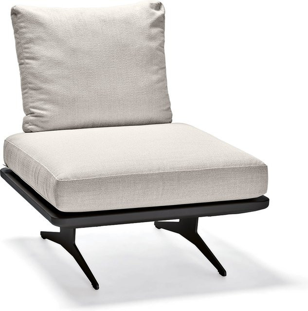 Stern Enya Lounge Mittelelement aus Aluminium in Anthrazit Matt mit Kordel Stone Rückenteilen und Vanilla Kissen aus 100% Polyacryl - Bild 1