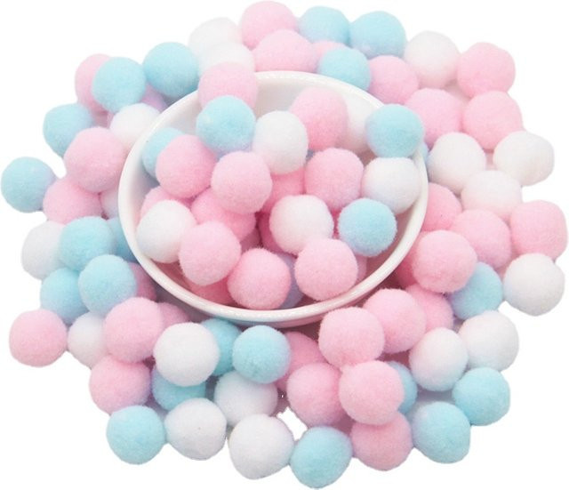Pompon Bälle, Rosa / Pink, Blau, Bunt / Mehrfarbig, Plüsch / Textil, Set / Bundle - Bild 1