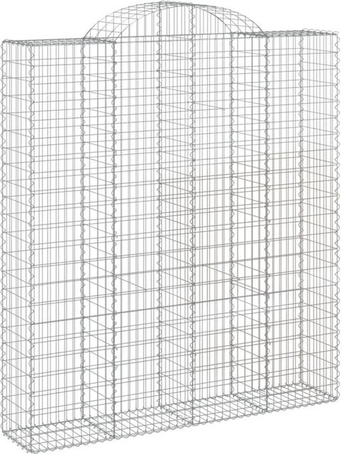 vidaXL Gabionen mit Hochbogen Set 8 Stück, verzinktes Eisen in Silber, B/T/H: 200 x 50 x 220/240 cm - Bild 1