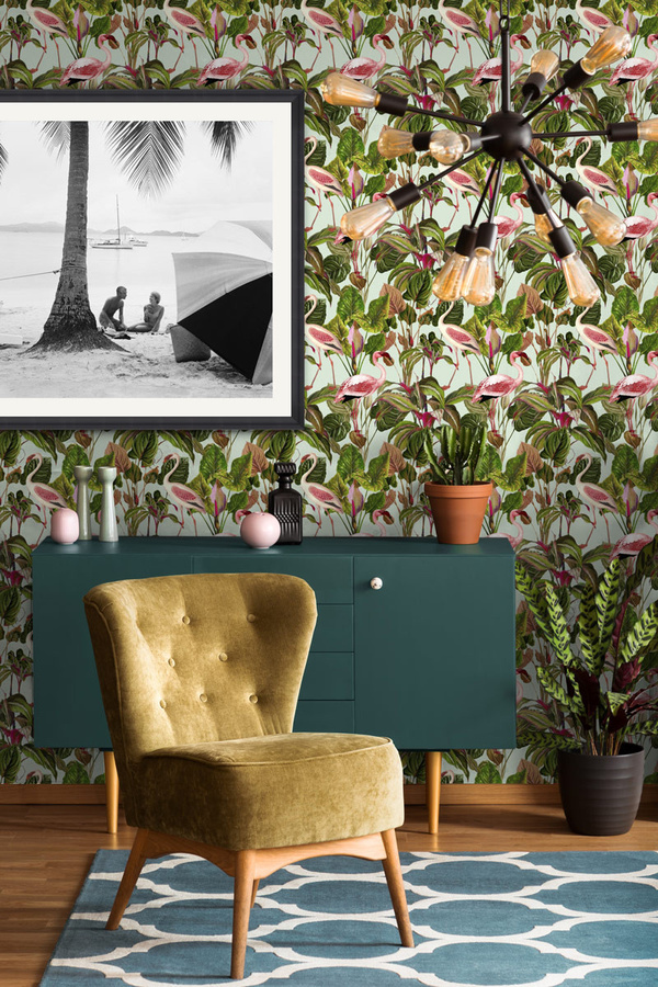 MINDTHEGAP Wandtattoo Beverly Hills Mint Mural mit Animal Print in Grün - Bild 1