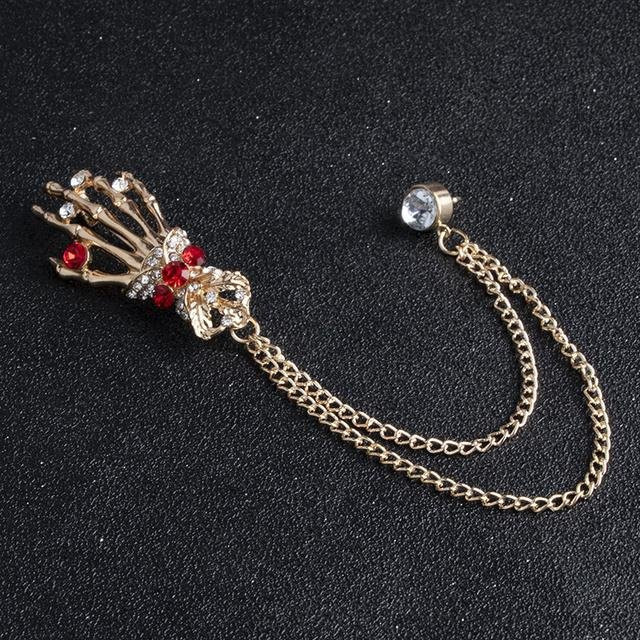 YIRAN Jewelry Brosche Totenkopf, Strass, Herren - Bild 1