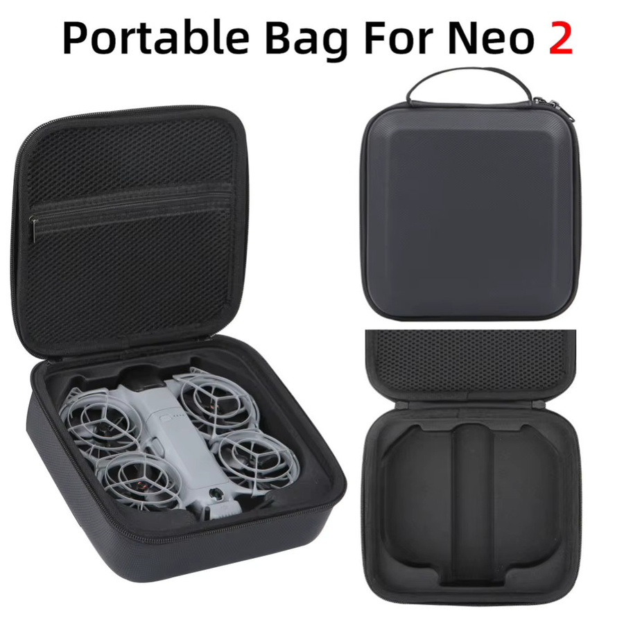 Tragbare DJI NEO2 Hartschalen-Tasche aus PU-Leder in Schwarz als Outdoor-Umhängetasche und Zubehörbox - Bild 2