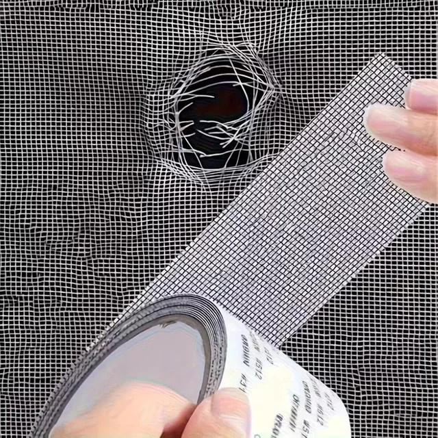 Selbstklebendes Fenstergitter-Reparaturband in Schwarz zur Befestigung von zerrissenen Bildschirmen - Bild 1