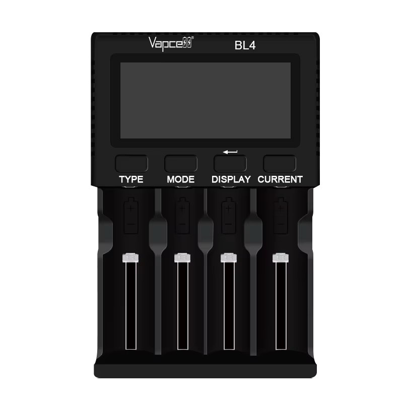 Vapcell BL4 Smart 4-Slot Schnellladegerät für 18650 21700 26650 Lithium-Akkus in Schwarz - Bild 2