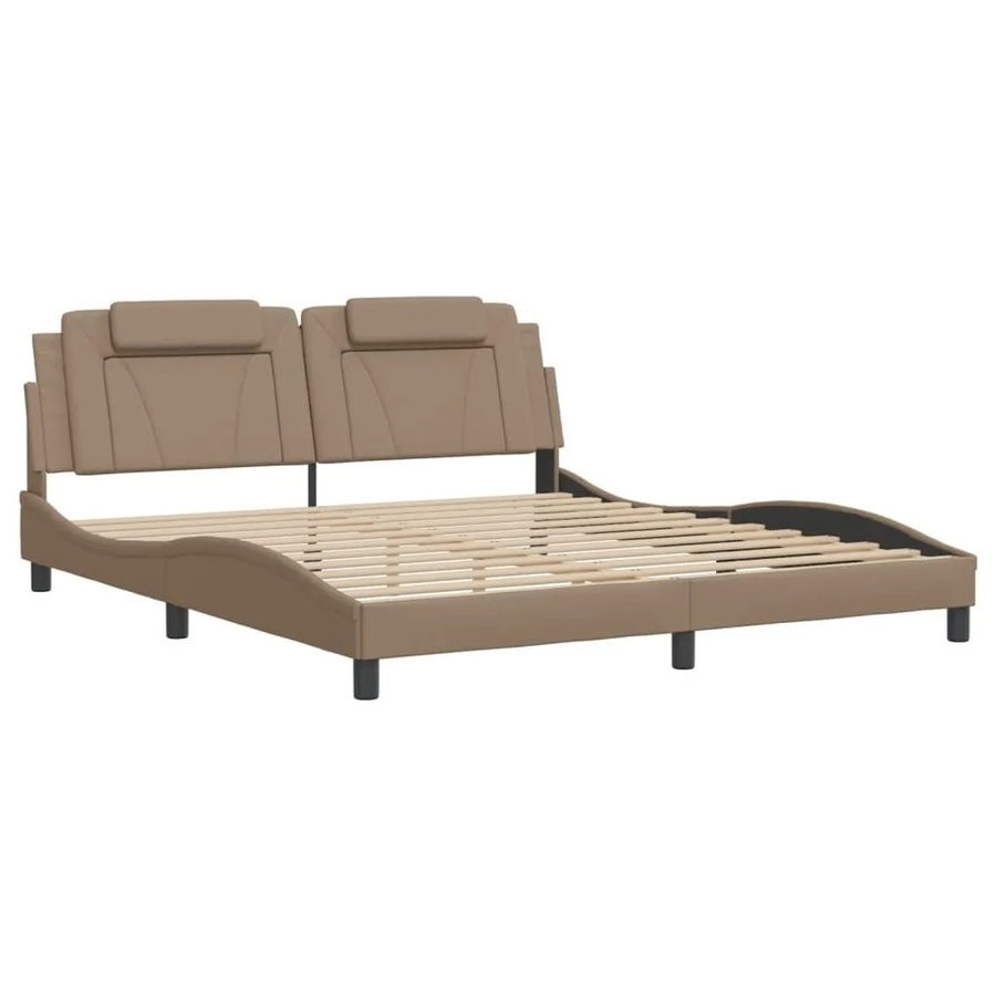 vidaXL Bettgestell mit LED-Beleuchtung und USB-Ladeport in Cappuccino-Braun, B/T/H: 180 x 200 x 185 cm - Bild 2