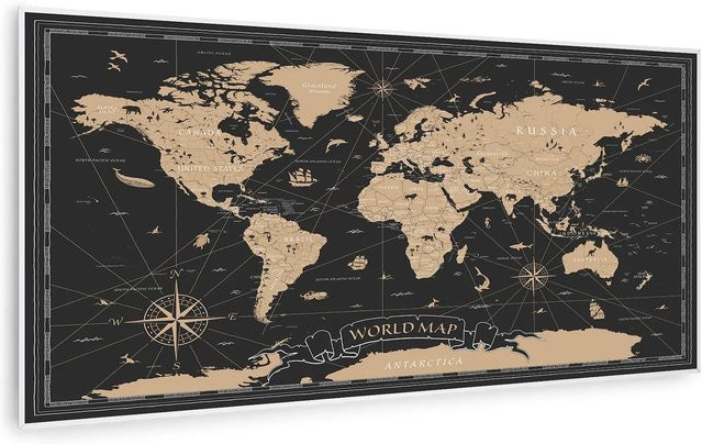 Klarstein Wonderwall Air Art Smart Infrarotheizung mit App-Steuerung und Motiv Nachtkarte, Weiß, B: 120 cm, H: 60 cm, 700 W - Bild 1