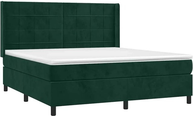 vidaXL Boxspringbett mit Matratze Dunkelgrün Samt Hybrid-Design B/T/H: 180 x 200 x 183 cm - Bild 1