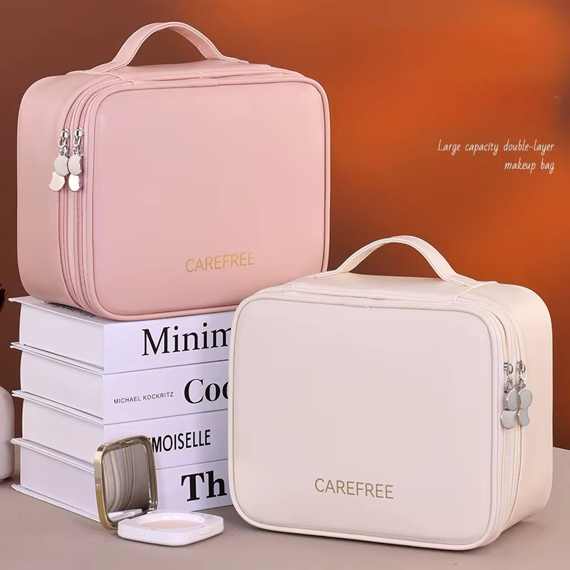 Multifunktionale Make-up-Tasche für Damen als Kosmetik-Organizer und Aufbewahrungsbox in Pink - Bild 2