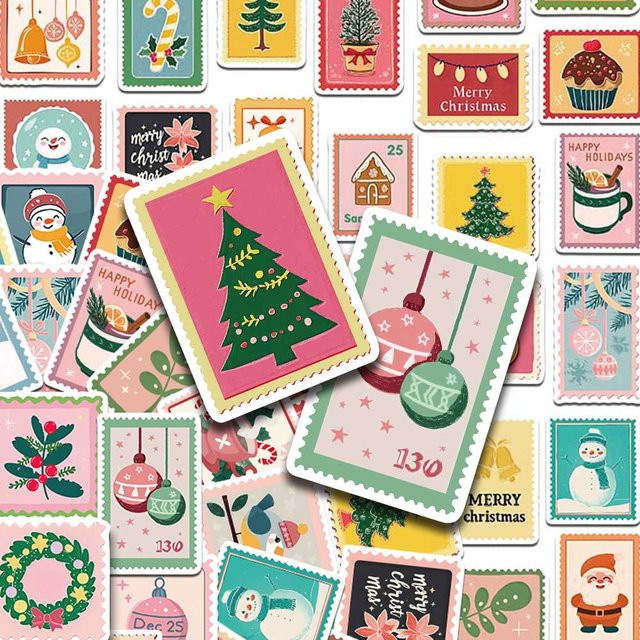 50 Stück Weihnachten Graffiti Aufkleber, wasserfeste Cartoon Sticker in Multicolour für DIY-Projekte, Telefon, Briefe und Skateboard - Bild 1