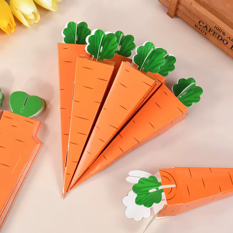 12er Set ZQNYCY Karotten Candy Box aus Papier in Orange für Ostern und Kindergeburtstage - Bild 2