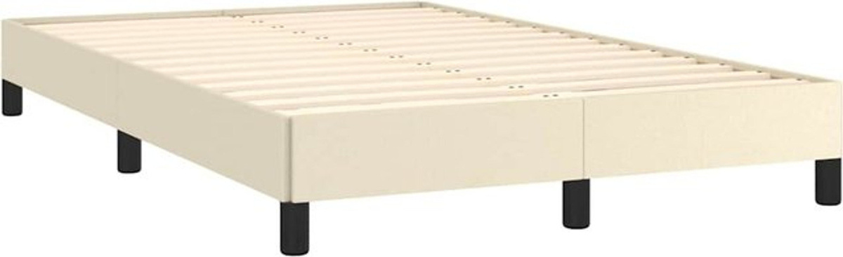 vidaxl Polsterbett aus Kunstleder und Massivholz in Beige, B/T/H: 120 x 190 cm - Bild 1