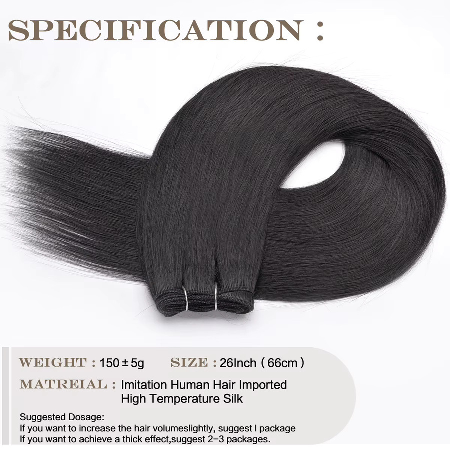 Bio-Glatthaar-Bündel, 66 cm, synthetische Faser, glattes Haar - Bild 3