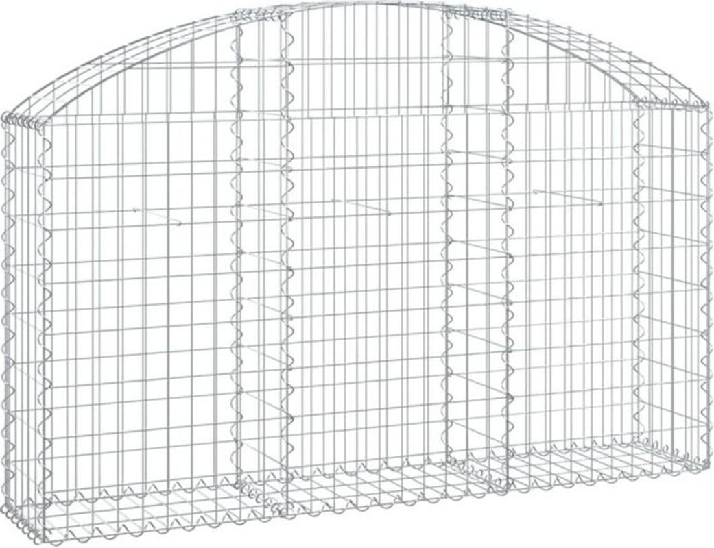 Vidaxl Gabione mit Hochbogen aus verzinktem Eisen in Silber, B/T/H: 150 x 30 x 80/100 cm - Bild 1