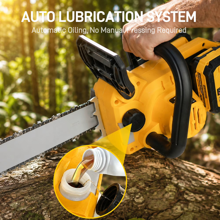 Mellif Akku-Kettensäge 40V 16 Zoll Gelb, bürstenlose elektrische Kettensäge kompatibel mit Dewalt 20V Max Akku zum Beschneiden und Holzschneiden - Bild 1
