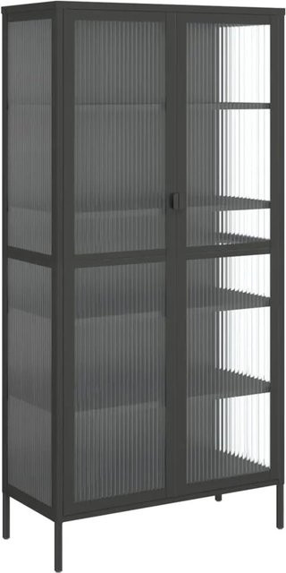 vidaXL Highboard Modern in Schwarz mit Glastüren aus Glas und Metall, B/T/H: 85 x 40 x 180 cm - Bild 1