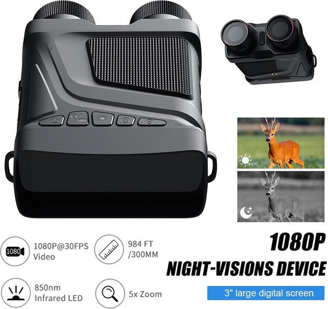 Digitales Infrarot-Nachtsichtgerät mit 5X Zoom und 1080P Auflösung für Jagd und Camping in Schwarz - Bild 1