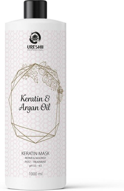 Ureshii Keratin & Arganöl Maske, 1000 ml, für trockenes und strapaziertes Haar - Bild 1