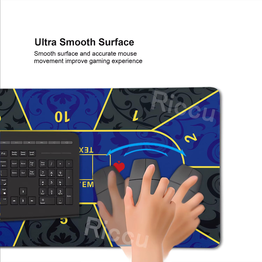 Riccu Texas Poker Spielmatte aus Gummi, rutschfeste Spielmatte für PC-Zubehör, B/T: 90 x 40 cm - Bild 2