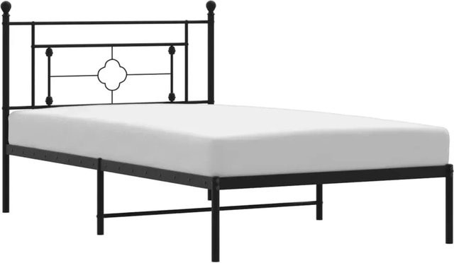 vidaXL Bettgestell aus Metall mit Kopfteil in Schwarz Matt B/T/H: 107 x 97 x 207 cm - Bild 1