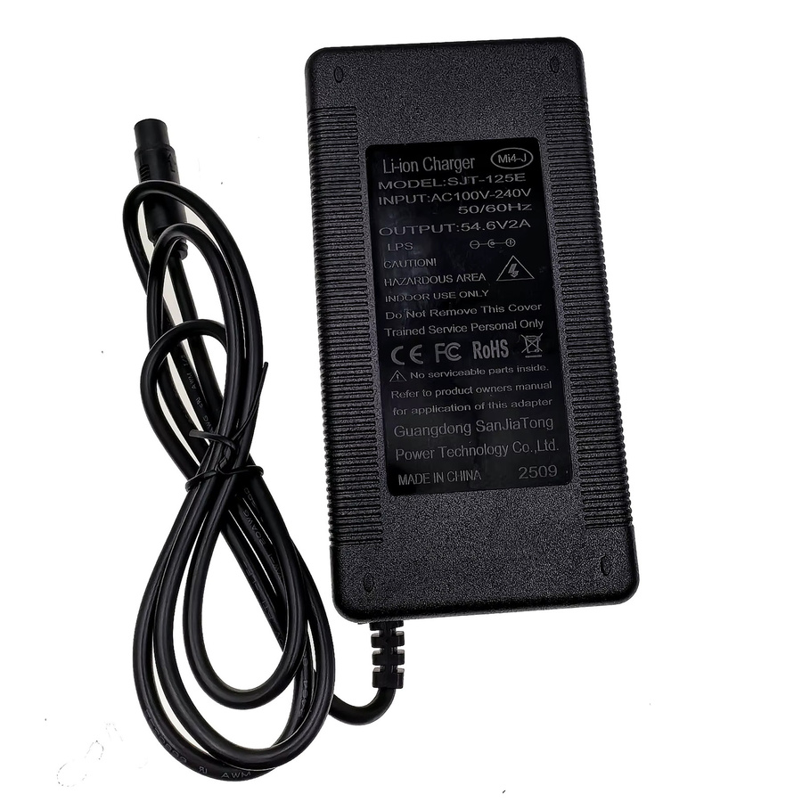 YYHQQBAD Ladegerät 54,6V 2A für 48V 13S Li-Ionen-Akku 18650 Batteriepack mit MI4-Julet 3105 Anschluss, Schwarz - Bild 5