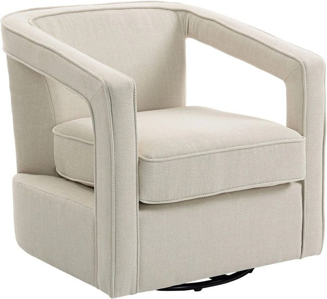 HOMCOM Club Chair Beige mit 360 Grad Drehsitz und Armlehnen aus Polyester und Metall, Tiefe: 77 cm, Breite: 75 cm, Höhe: 72 cm - Bild 1