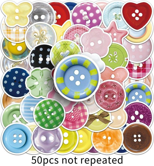 50 bunte Knopf-Sticker als Kreativ-Sticker zur Dekoration von Handy und Laptop in Multicolour - Bild 1
