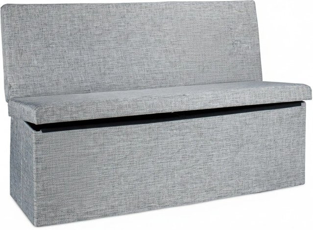 Relaxdays Sitzhocker XL aus Leinen in Grau, faltbar mit Lehne, B/T/H: 114 x 73 x 38 cm - Bild 1