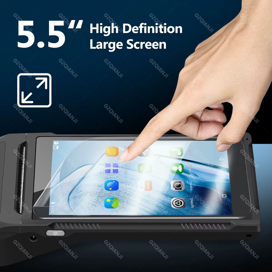 GZQIANJI Handheld POS Terminal Schwarz mit 5,45 Zoll Touchscreen, 58mm Thermodrucker, WiFi, Bluetooth 4.0 und USB-C Unterstützung für Loyverse - Bild 4