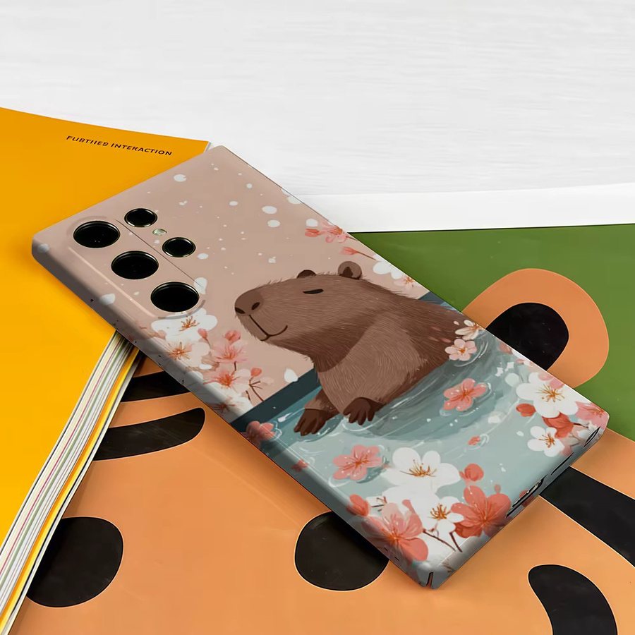 Stoßfeste Doppelschicht Handyhülle mit Capybara Kirschblüten Design für Samsung Galaxy S26 S25 Ultra S24 S23 Ultra Plus, Mehrfarbig - Bild 3