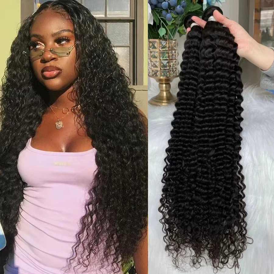 Peruanische Kinky Curly Echthaar-Bündel, Haarverlängerungen Remy, Damen - Bild 3