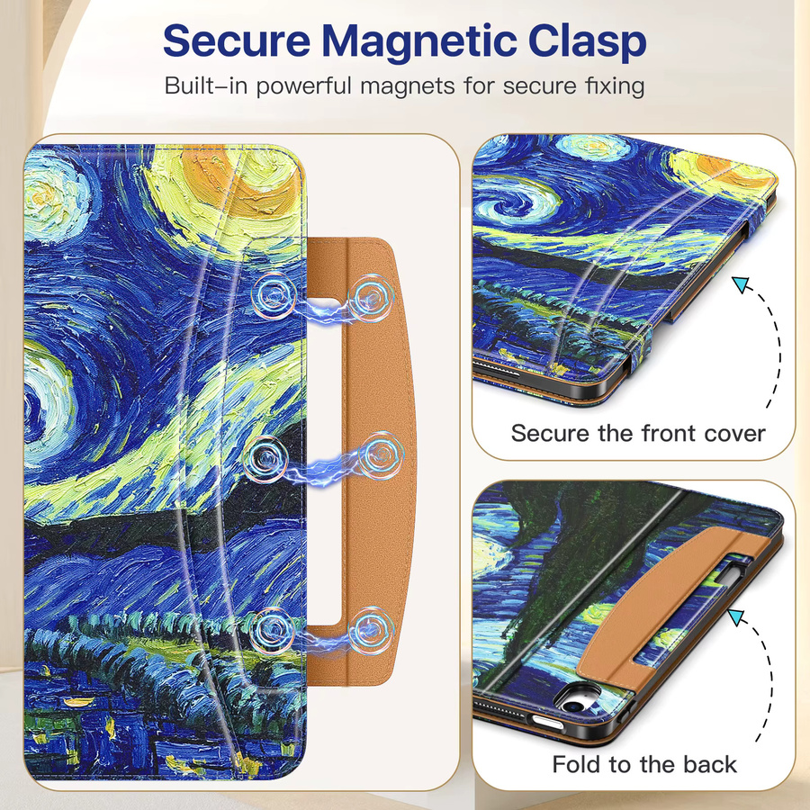 Leder-Folio-Standhülle für iPad Air 13 Zoll (M4/M3/M2) von dadanism mit Stifthalter, Handschlaufe und Tasche in Braun und Multicolour - Bild 2