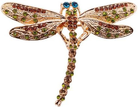 Wucifang Jewelry Brosche Libelle, Emaille, Strass, Damen, brown - Bild 1