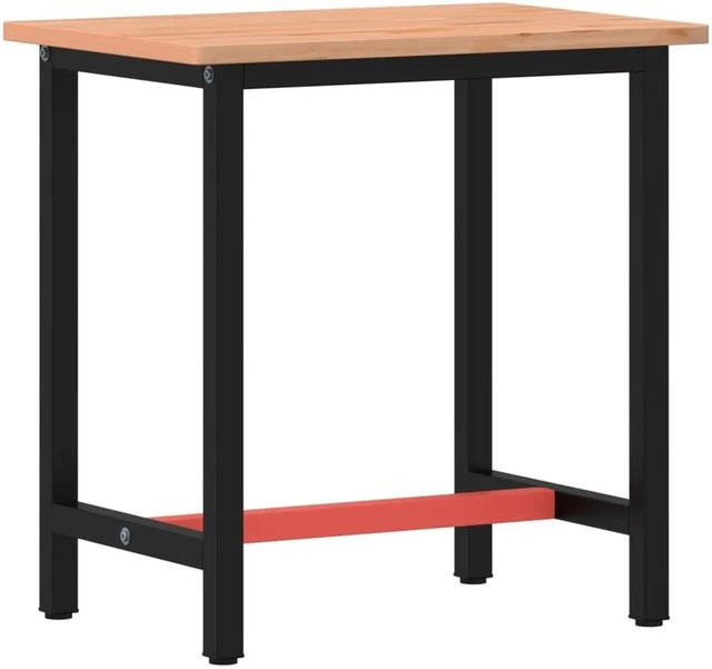 vidaXL Werkbank aus Buchenholz und Metall in Schwarz und Rot, B/T/H: 80 x 55 x 81,5 cm - Bild 1